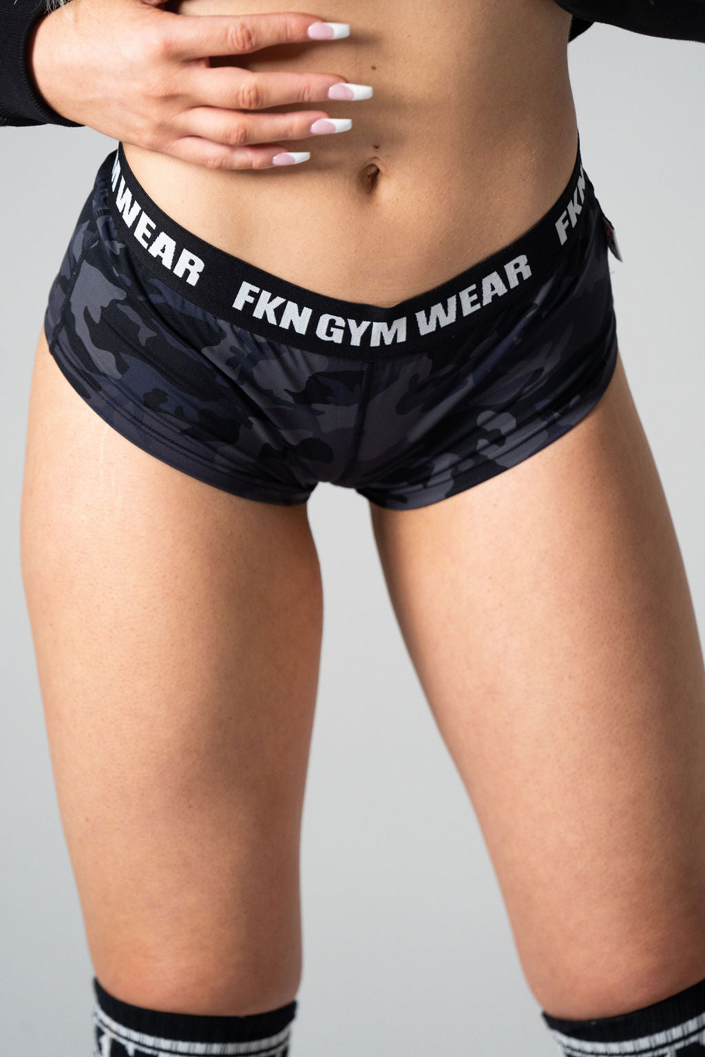 Booty Gym Shorts | Black Camo