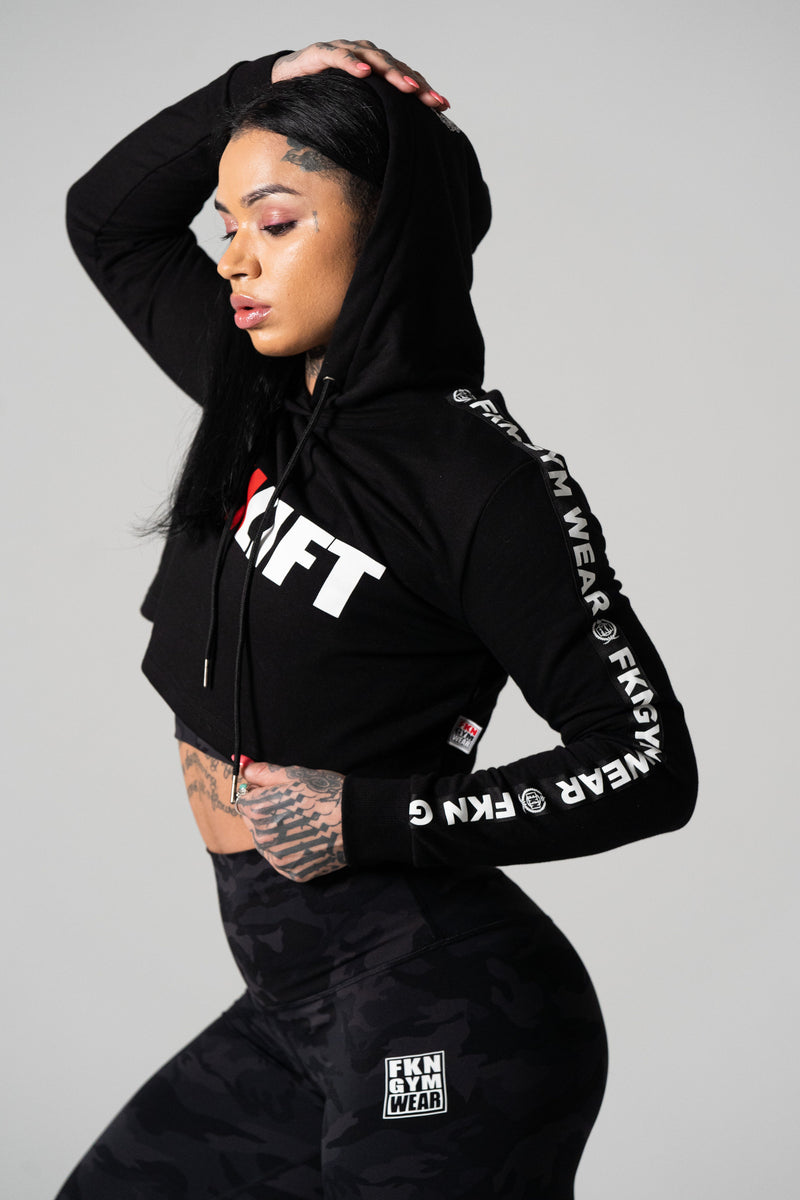 FKNLIFT Women's Cropped Gym Hoodie Black FKN Gym Wear