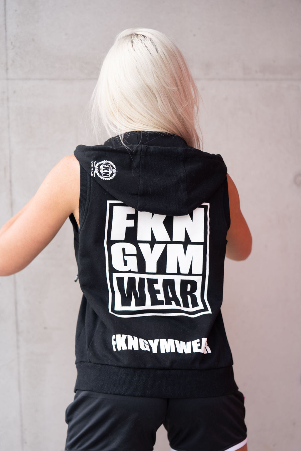 Classic Women's Zip Up Sleeveless Gym Hoodie | Black