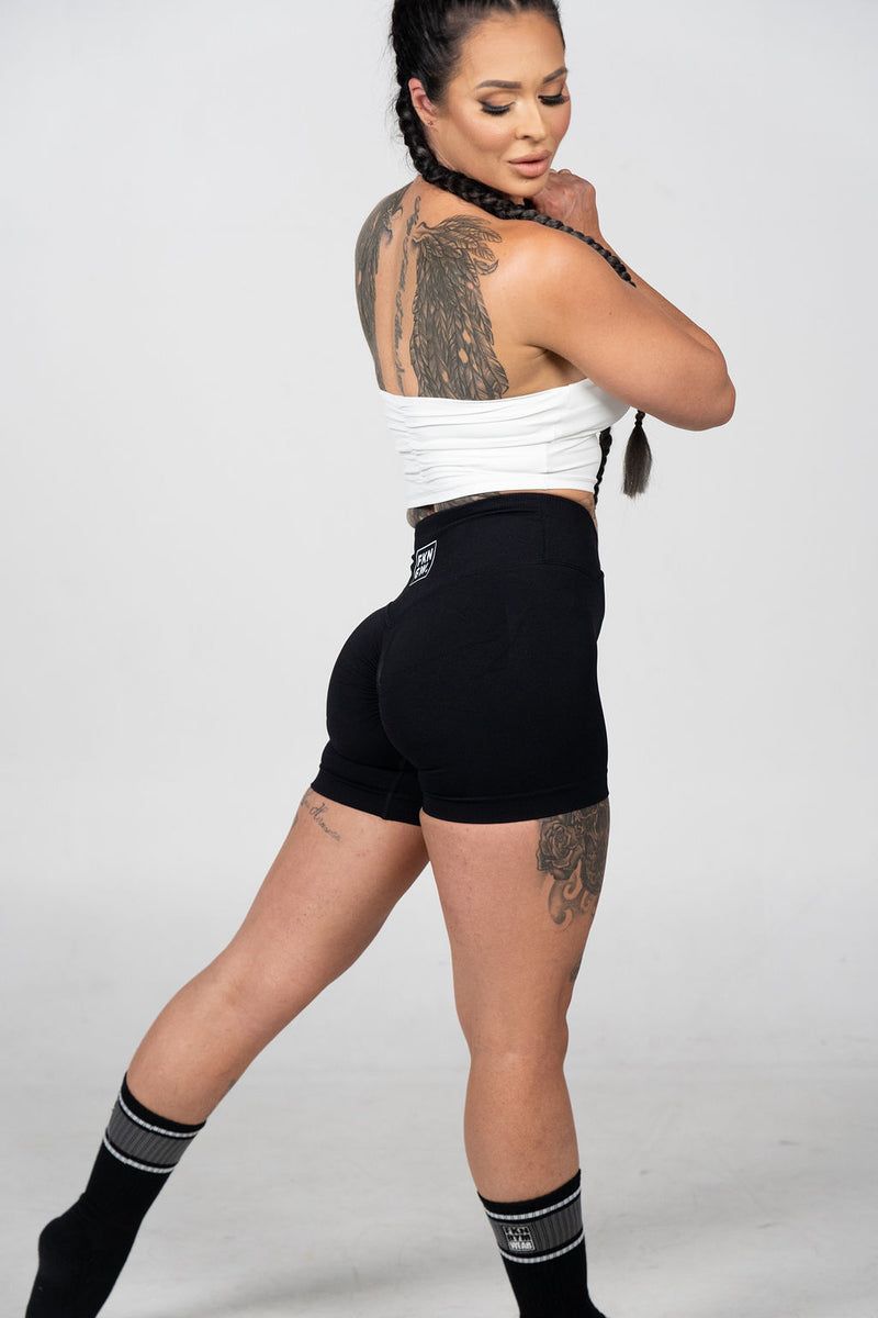 Flex | Women's Seamless Scrunch Bum Gym Shorts | Black