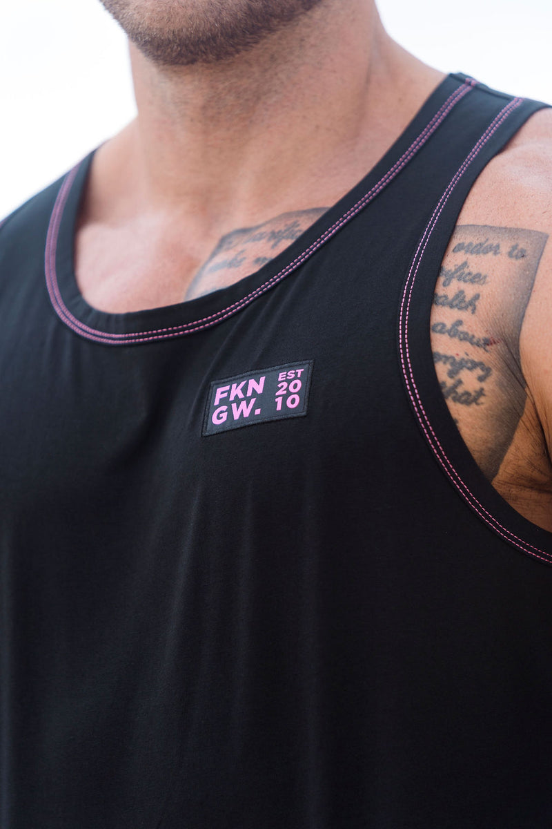 Conquer STRIKE | Men's Gym Singlet | Black & Pink