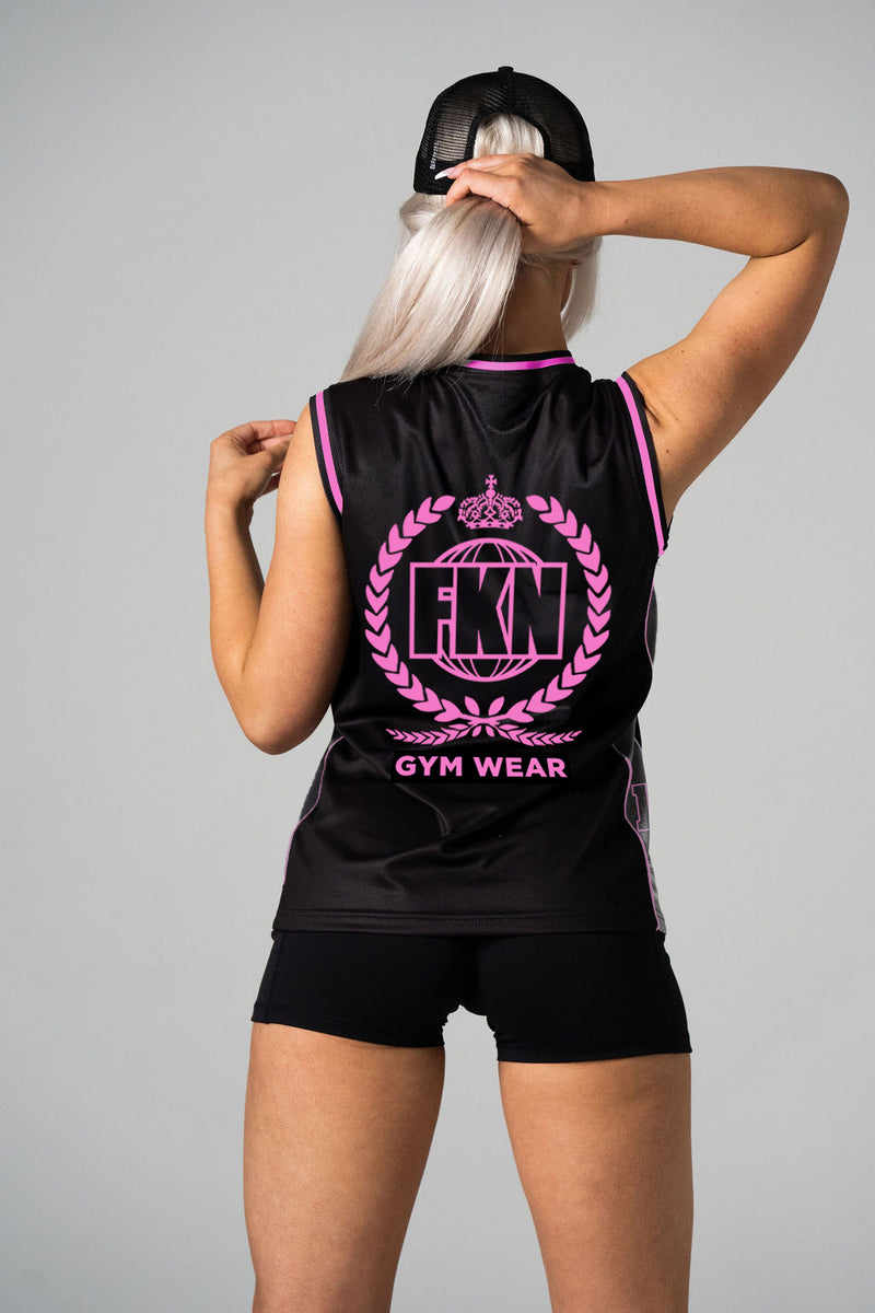 STRIKE | Women's Gym Training Basketball Jersey | Black & Pink