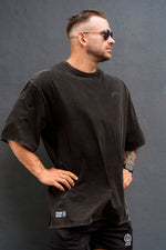 *PRE-ORDER* Vintage Wash | Men's Oversized Pump Cover Gym T-Shirt | Dark Grey