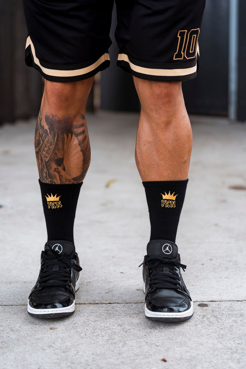 *PRE-ORDER* FKN GOLD | Men's Gym Shorts Basketball | Black & Gold