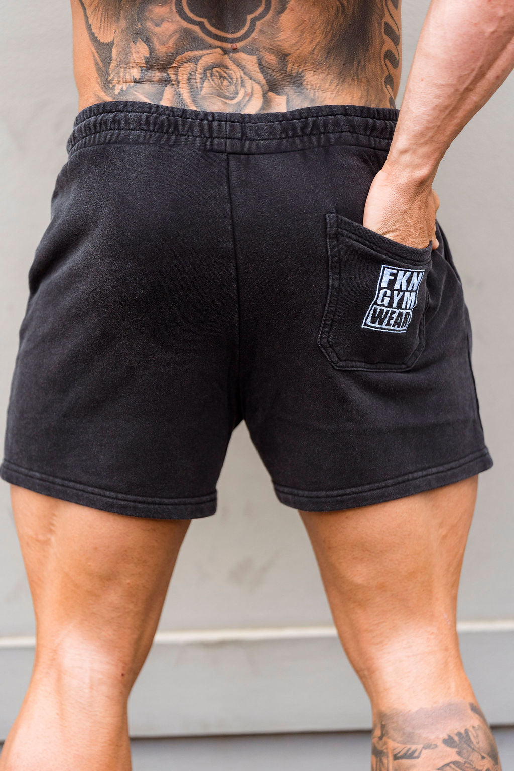 Vintage Wash | Men's Cotton Gym Shorts | Black