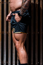 WARRIOR | Men's Gym Quad Fit Shorts | Black & Gold