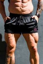 STRIKE Relentless | Men's Gym Quad Fit Shorts | Black & Pink