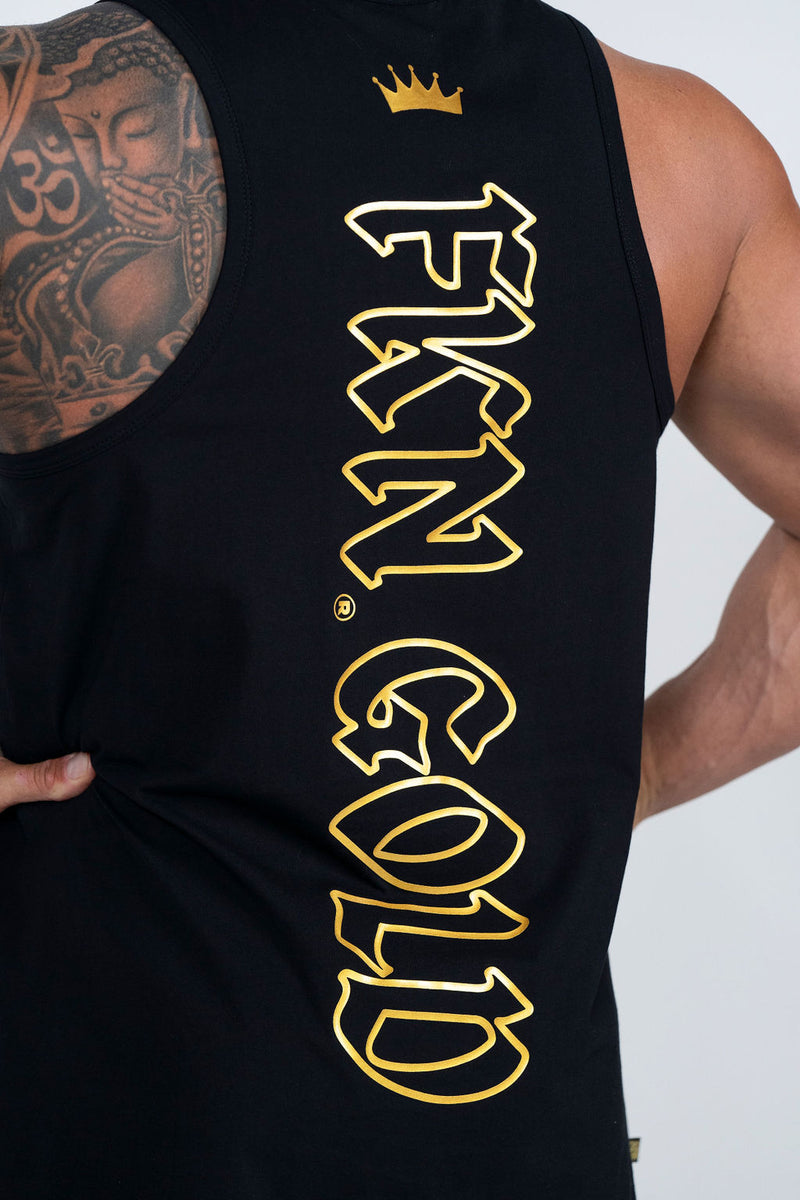 Conquer FKN GOLD | Men's Gym Singlet | Black & Gold