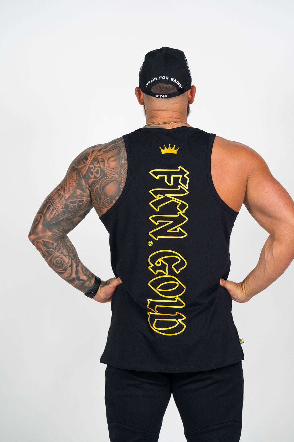 Conquer | Men's FKN GOLD Gym Singlet | Black & Gold