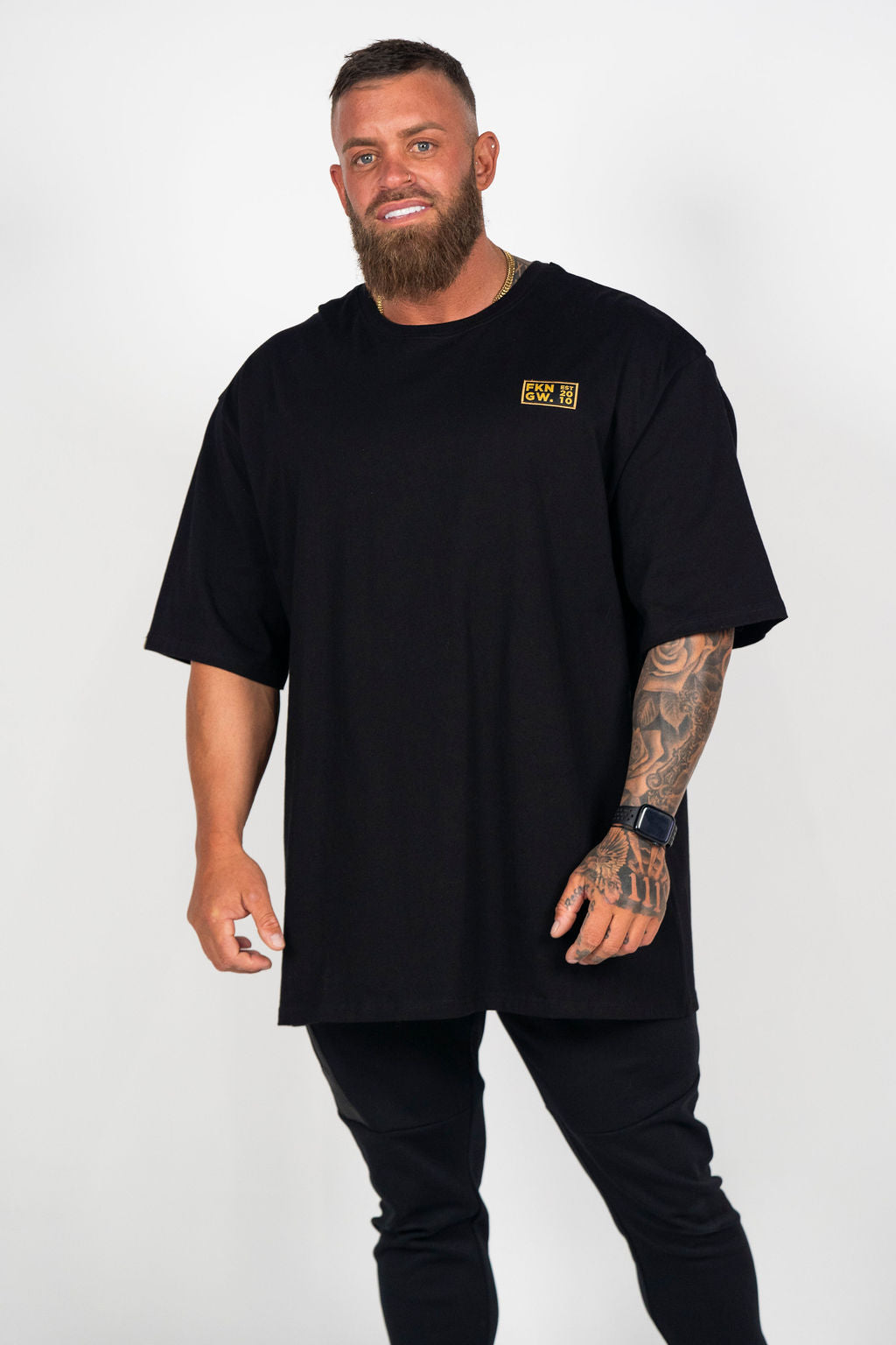 FKN GOLD | Men's Oversized Pump Cover Gym T-Shirt | Black & Gold