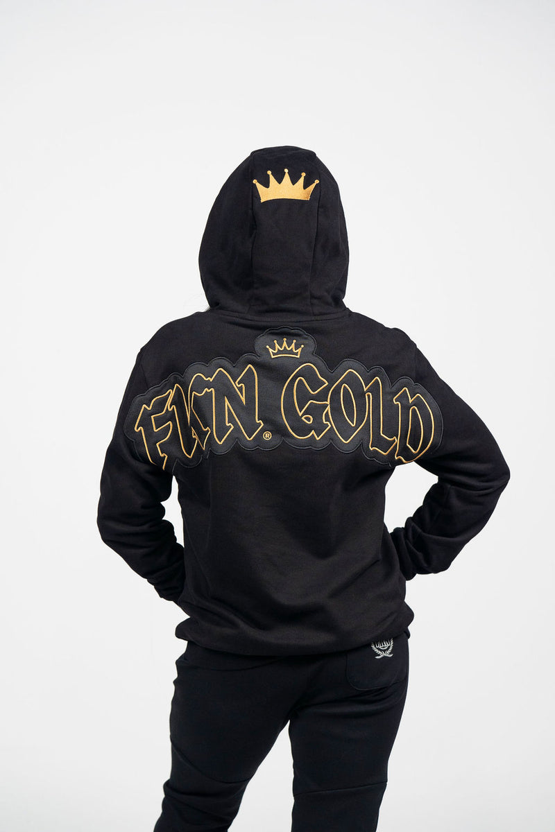 FKN GOLD | Women's Gym Hoodie | Black & Gold