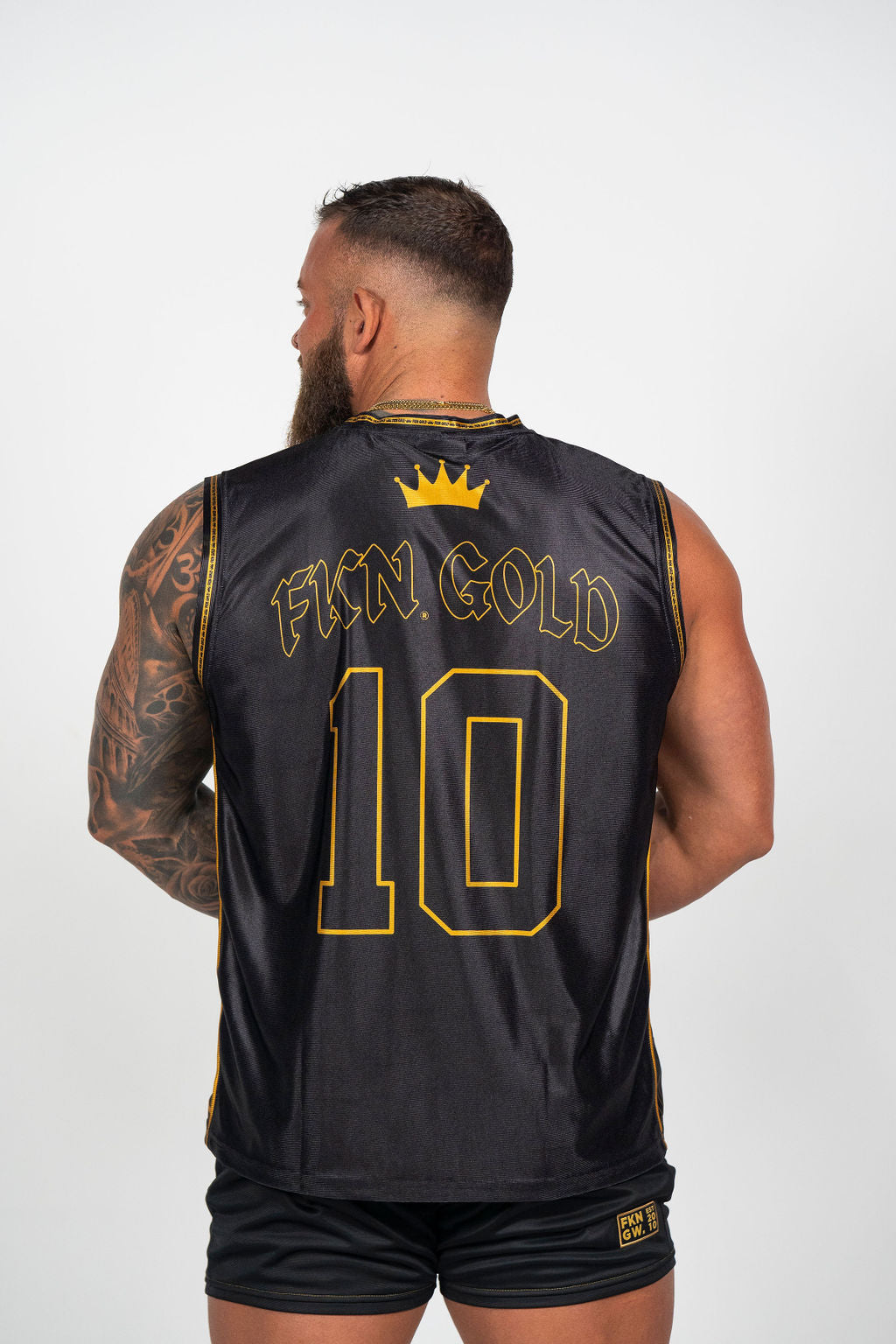 FKN GOLD | Men's Gym Training Basketball Jersey Singlet | Black & Gold