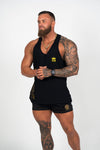 Shred | Men's FKN GOLD Gym Stringer Singlet | Black & Gold