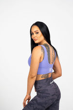 Envy | Women's V Neck Gym Crop Top  | Purple