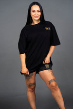 FKN GOLD | Women's Oversized Pump Cover Gym T-Shirt | Black