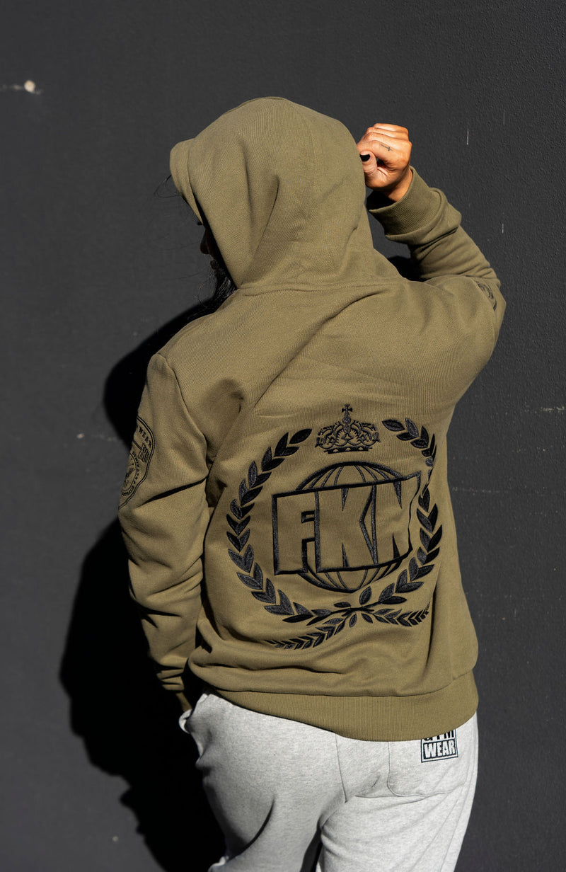 Varsity| Women's Premium Gym Hoodie | Khaki