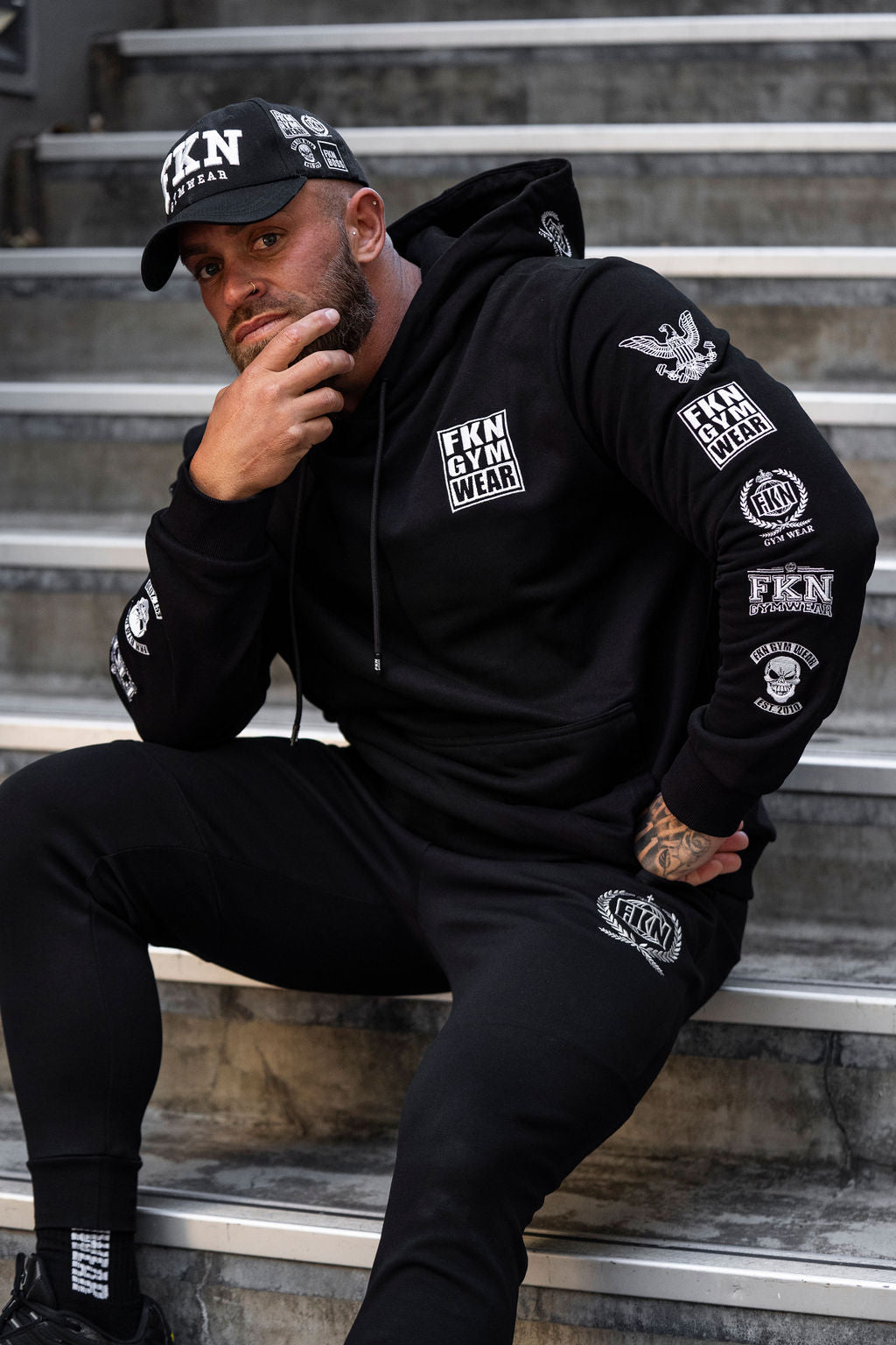 Heist Men's Premium Embroidered Gym Hoodie Black FKN Gym Wear