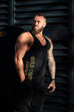 FKN GOLD | Men's Gym Stringer Singlet | Black & Gold