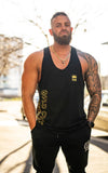 FKN GOLD | Men's Gym Stringer Singlet | Black & Gold