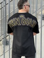 FKN GOLD | Men's Oversized Pump Cover Gym T-Shirt | Black & Gold