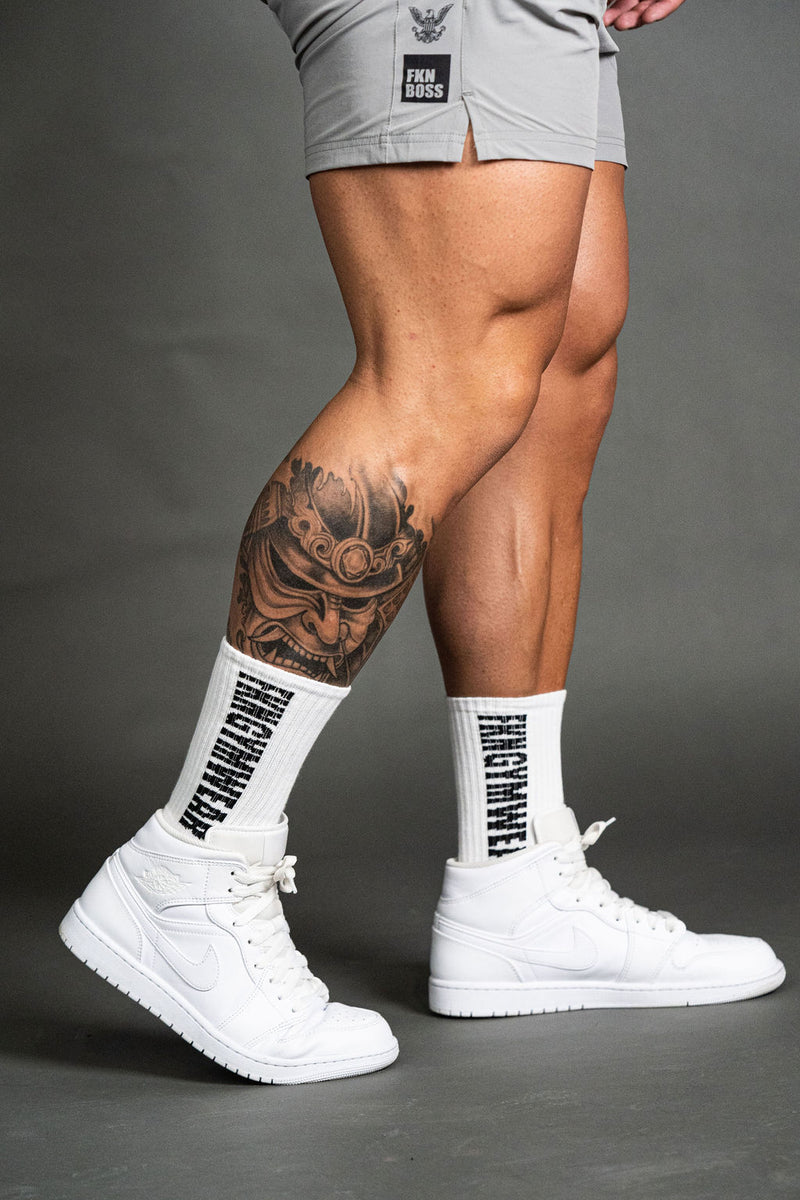 FKNGYMWEAR Gym Crew Socks | White