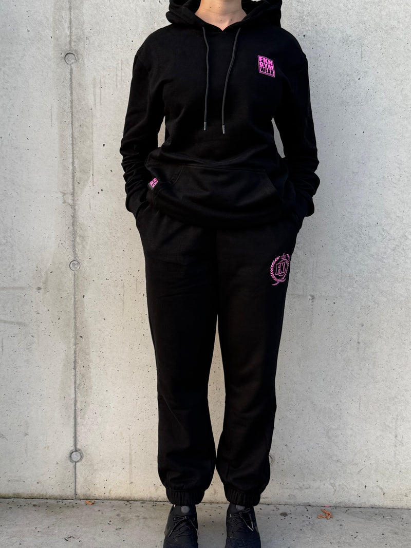 STRIKE | Women's Oversized Gym Joggers | Black & Pink