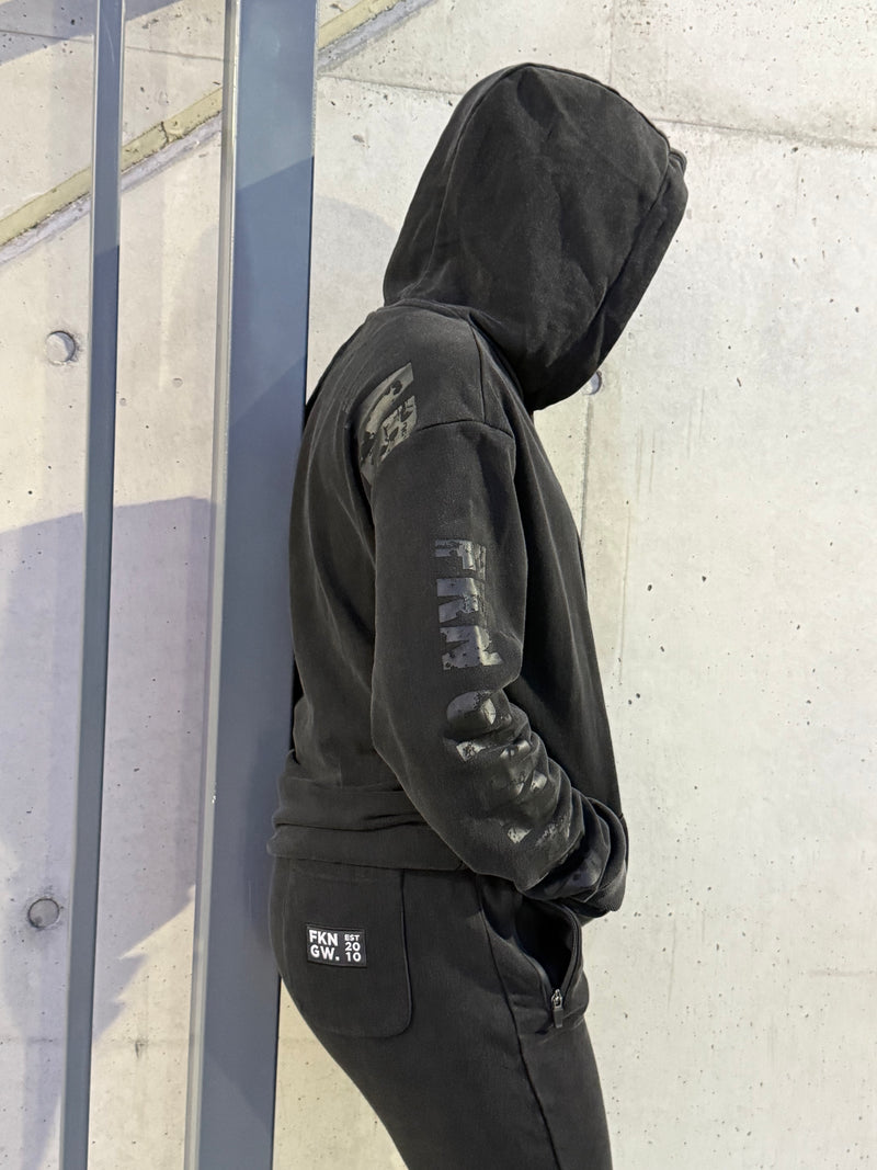 Vintage Wash | Women's Gym Hoodie | Black