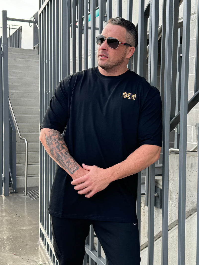 FKN GOLD | Men's Oversized Pump Cover Gym T-Shirt | Black & Gold