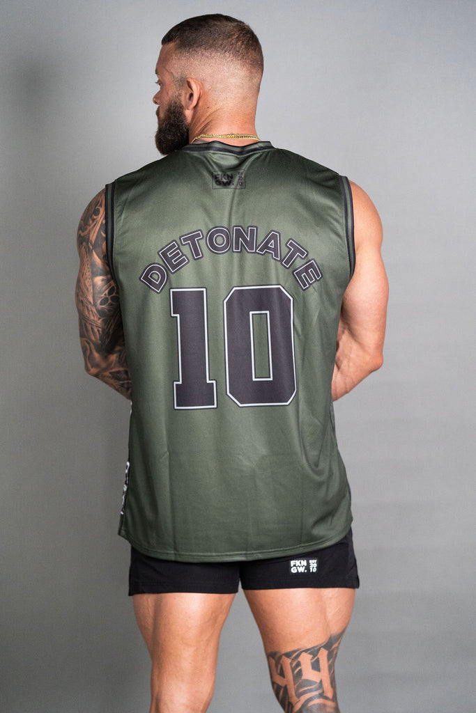 Detonate | Men's Gym Training Basketball Jersey Singlet | Khaki