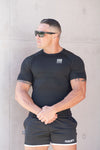 PUMPD | Men's Short Sleeve Compression Gym Top / Rashie | Black