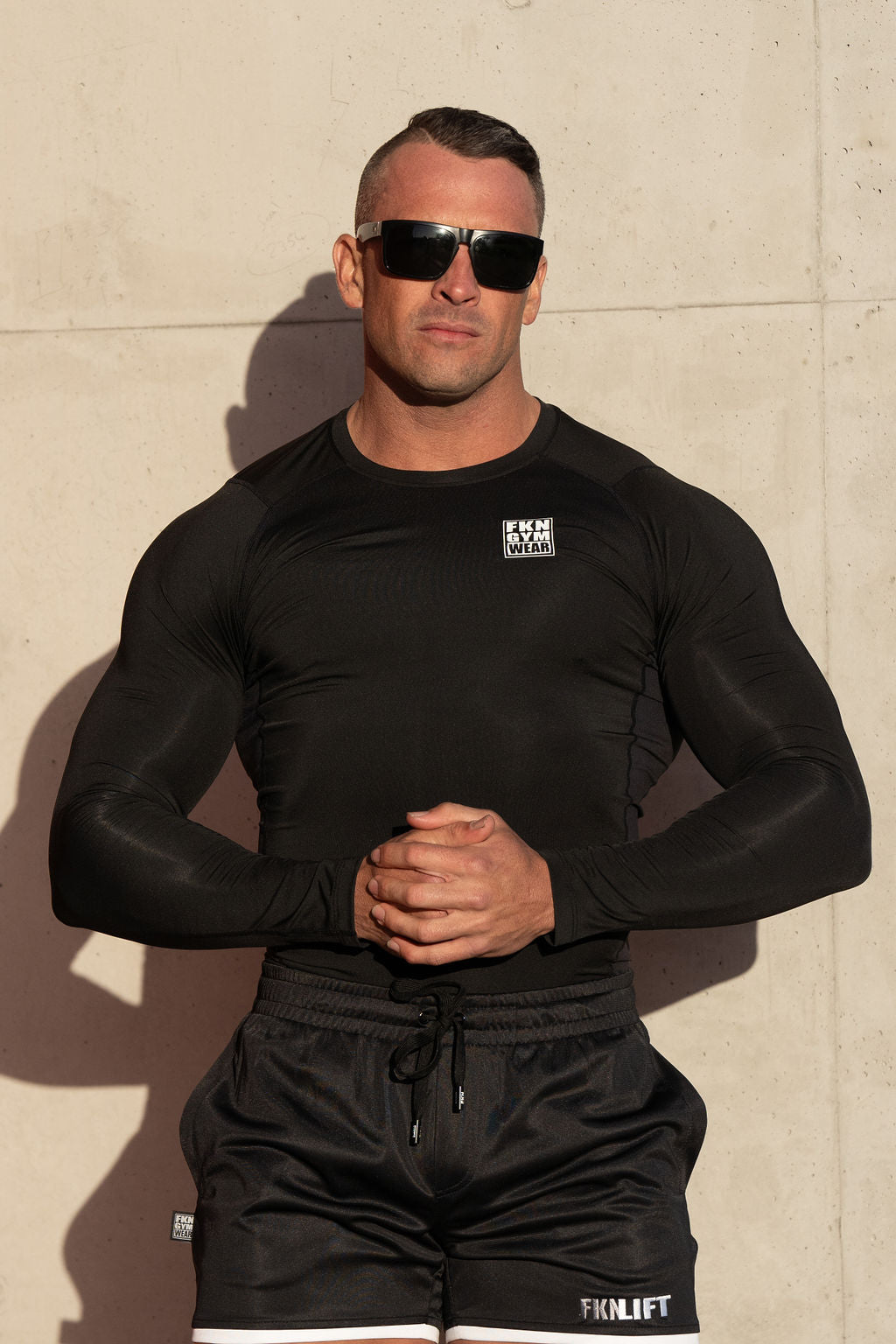 PUMPD, Men's Long Sleeved Compression Gym Top, Black