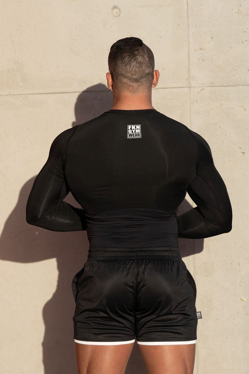 PUMPD | Men's Long Sleeve Compression Gym Top | Black