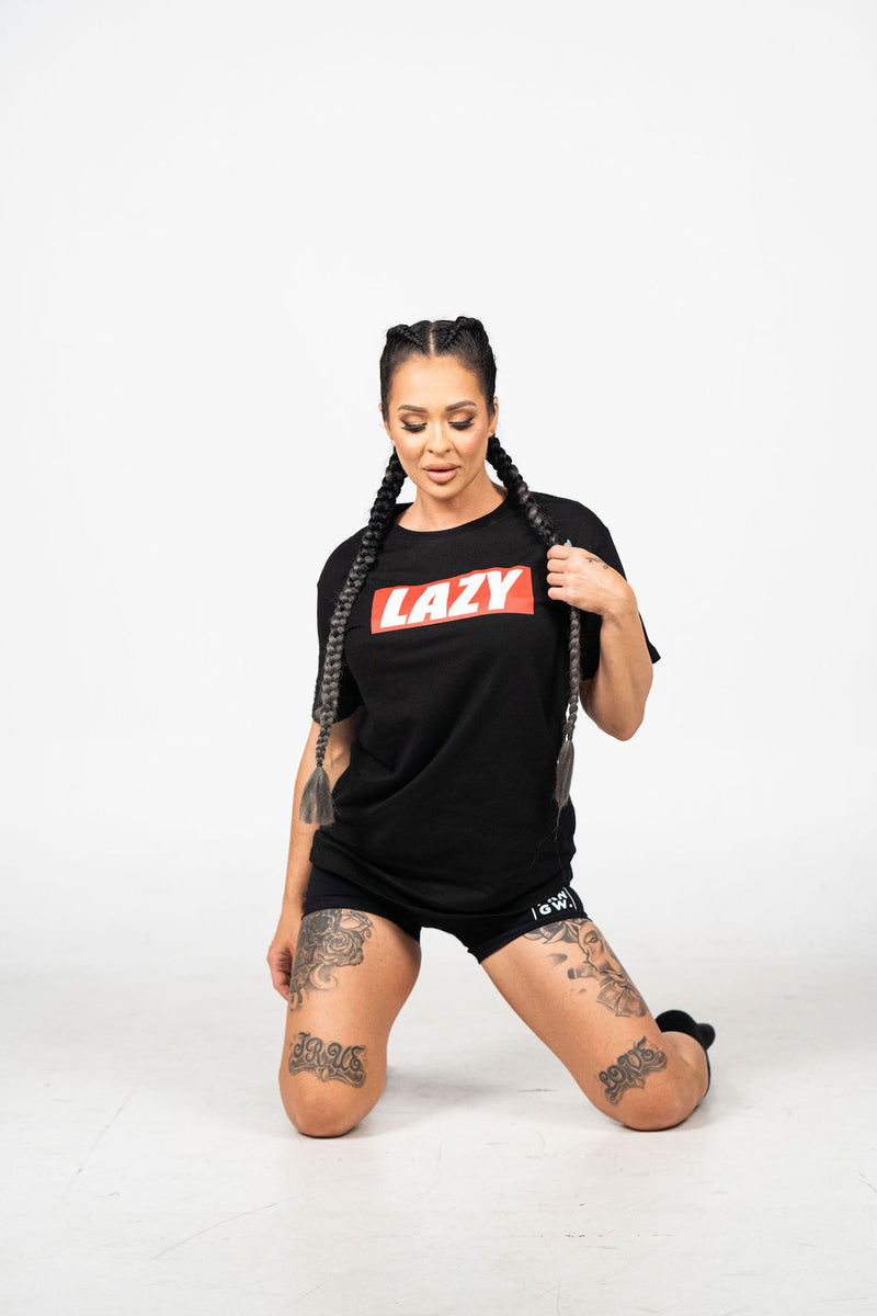 LAZY | Women's Gym T-Shirt | Black