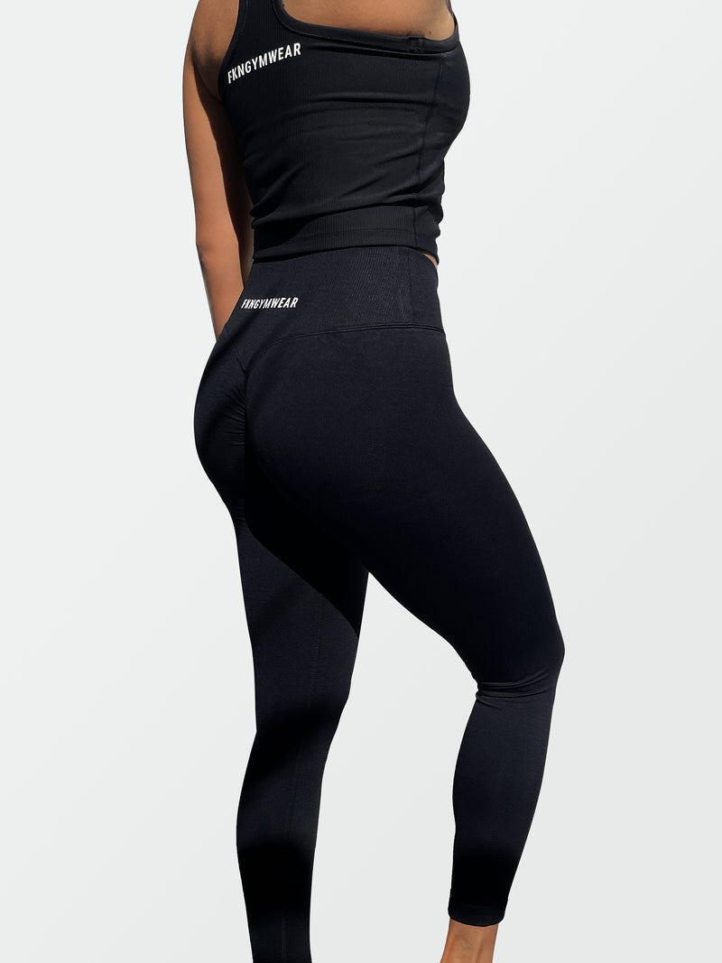 Flex Classic | Women's Seamless Scrunch Bum Leggings | Black