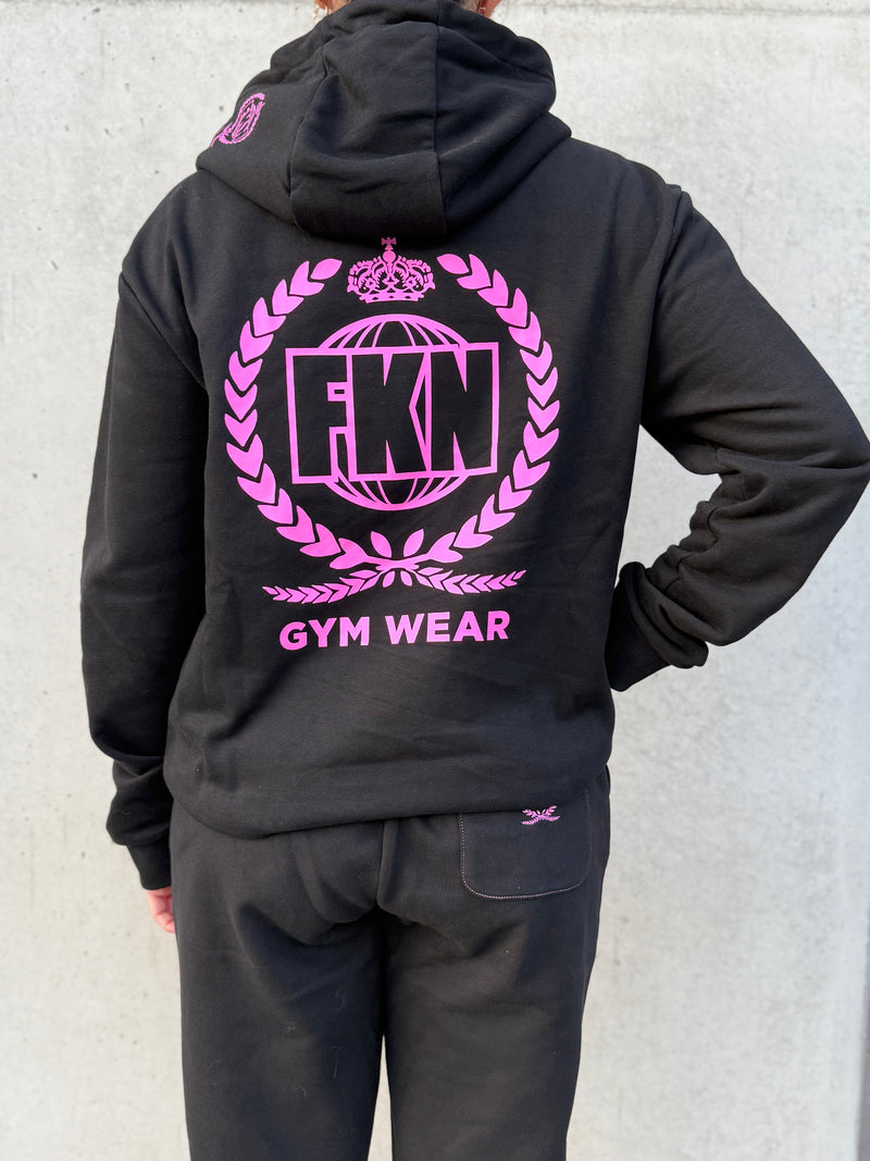 Strike | Women's Gym Hoodie | Black & Pink