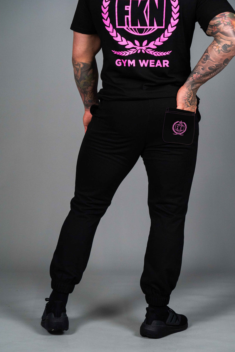 STRIKE | Men's Oversized Gym Joggers | Black & Pink