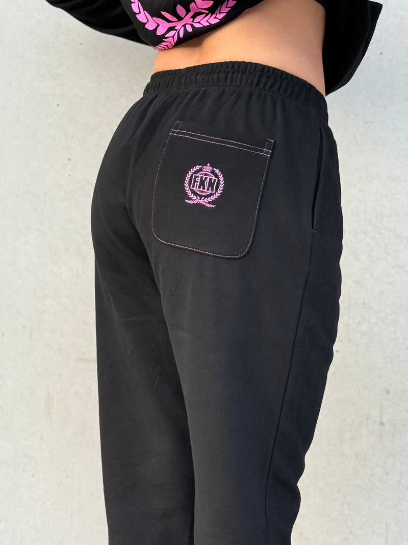 STRIKE | Women's Oversized Gym Joggers | Black & Pink