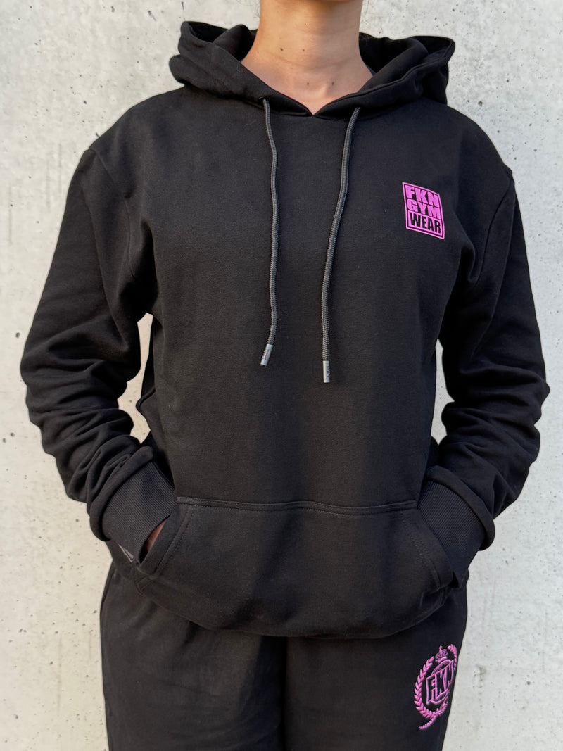 Strike | Women's Gym Hoodie | Black & Pink