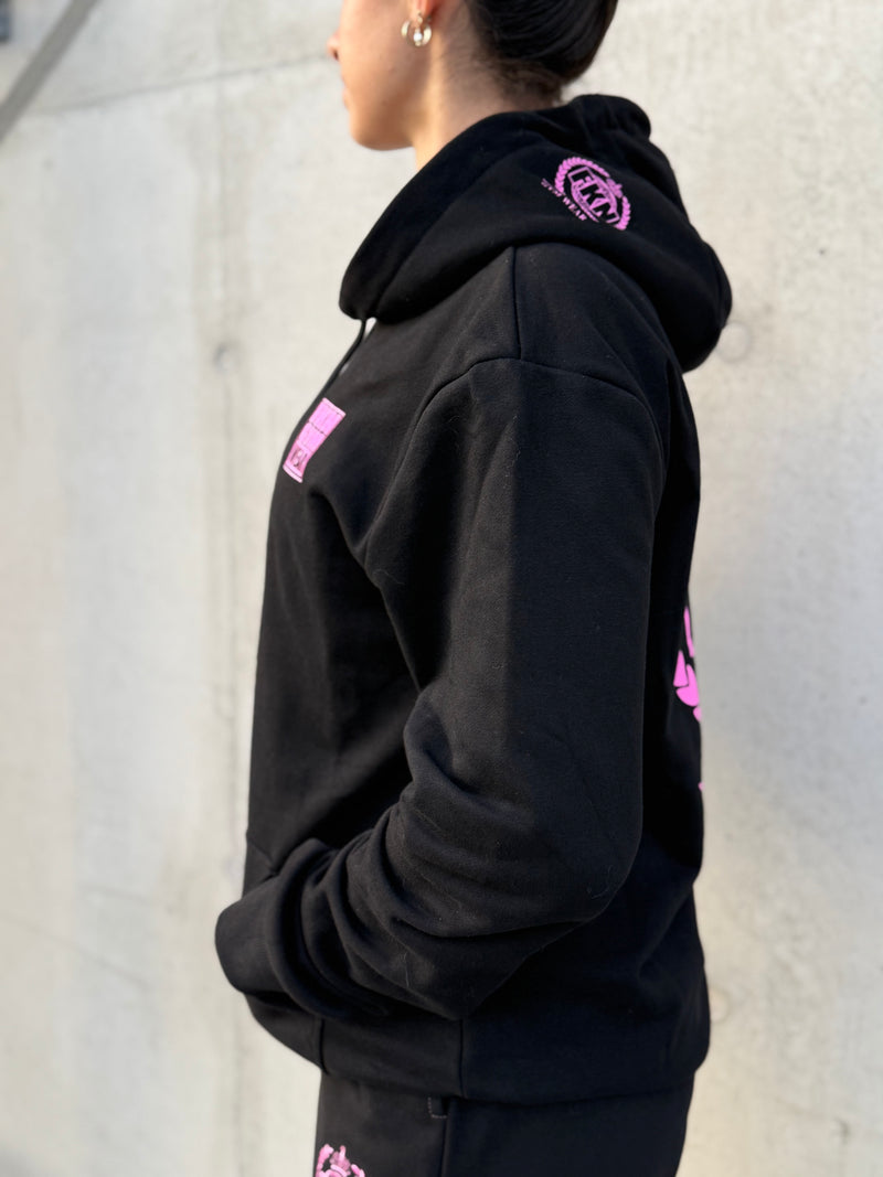 STRIKE | Women's Oversized Gym Joggers | Black & Pink