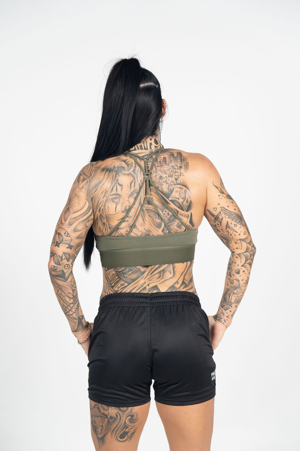 Venom | Women's Gym Sports Bra Crop Top | Khaki