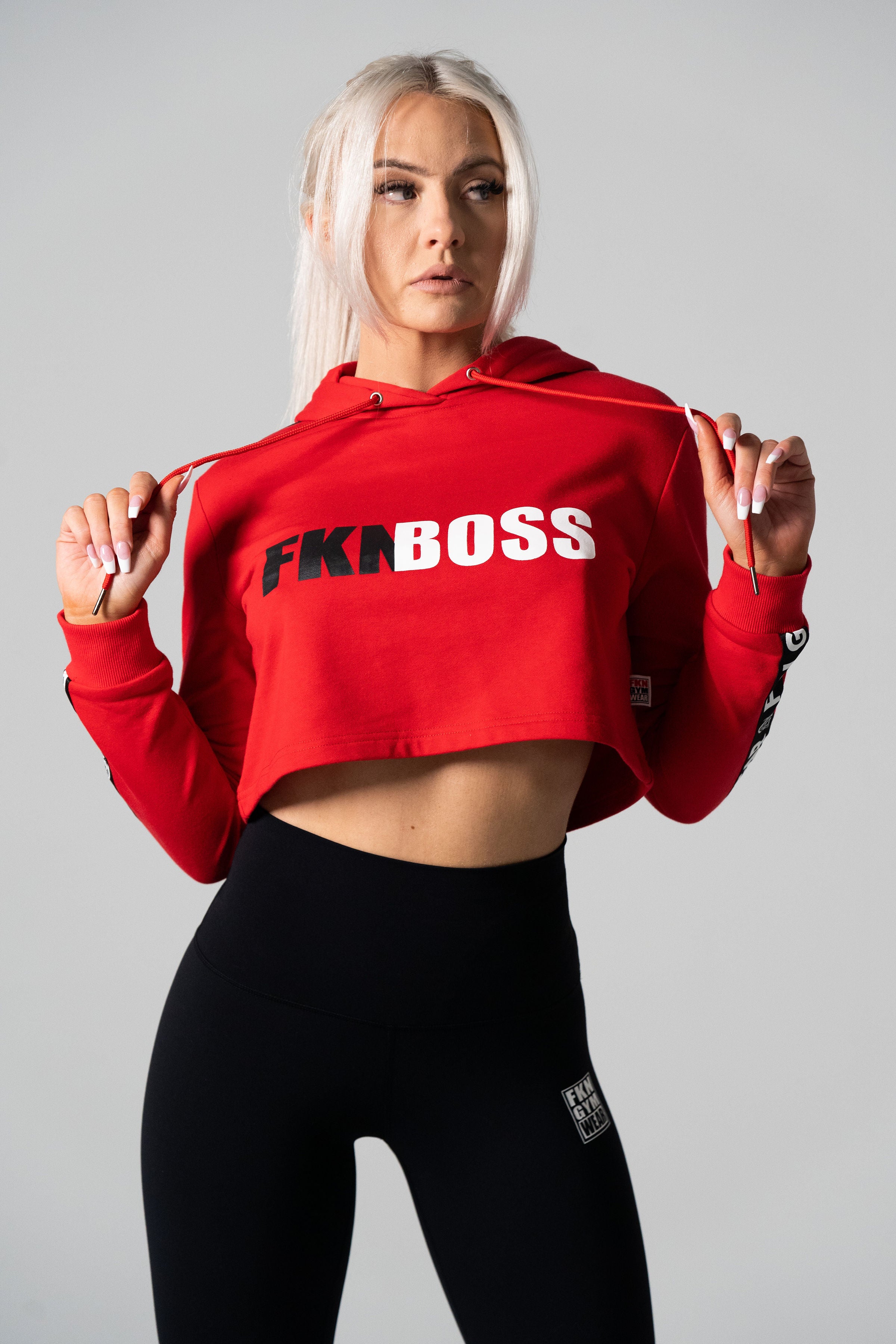 FKNBOSS Women's Cropped Gym Hoodie, Red