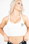 Flawless | Built In Bra Women's Gym Crop Singlet | White