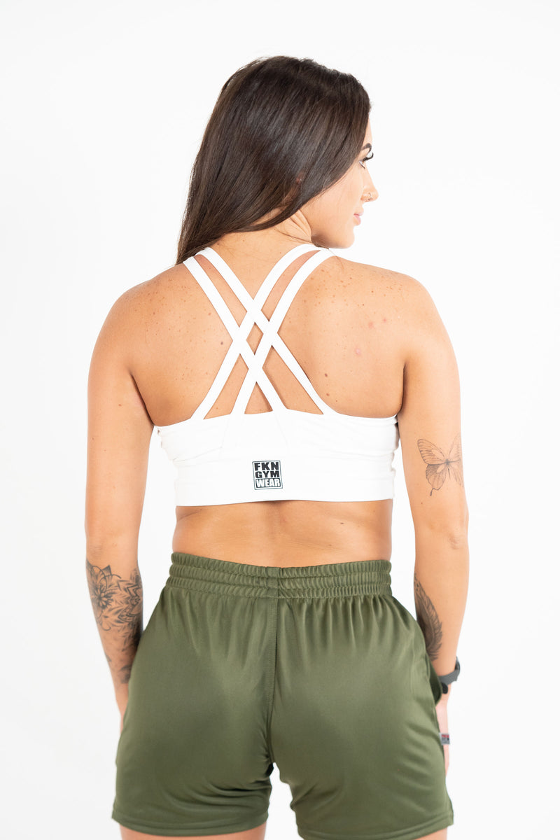 Strapped | Women's Gym Crop Top | White