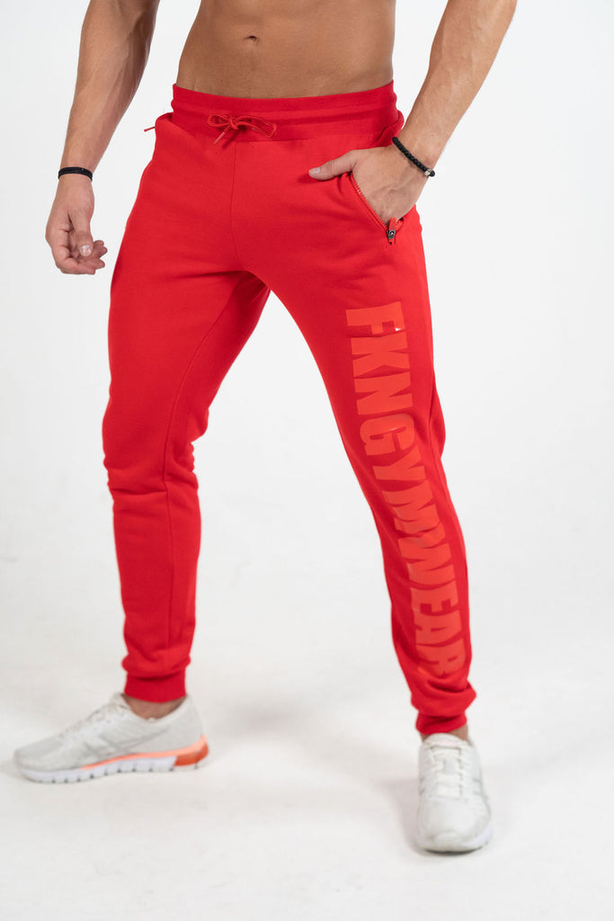 Men's Gym Track Pant Red Infinity Quadfit FKN Gym Wear